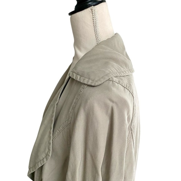 Cotton On Beige Lyocell Open Front Jacket Small Oversized Relaxed Minimalist - Picture 8 of 15